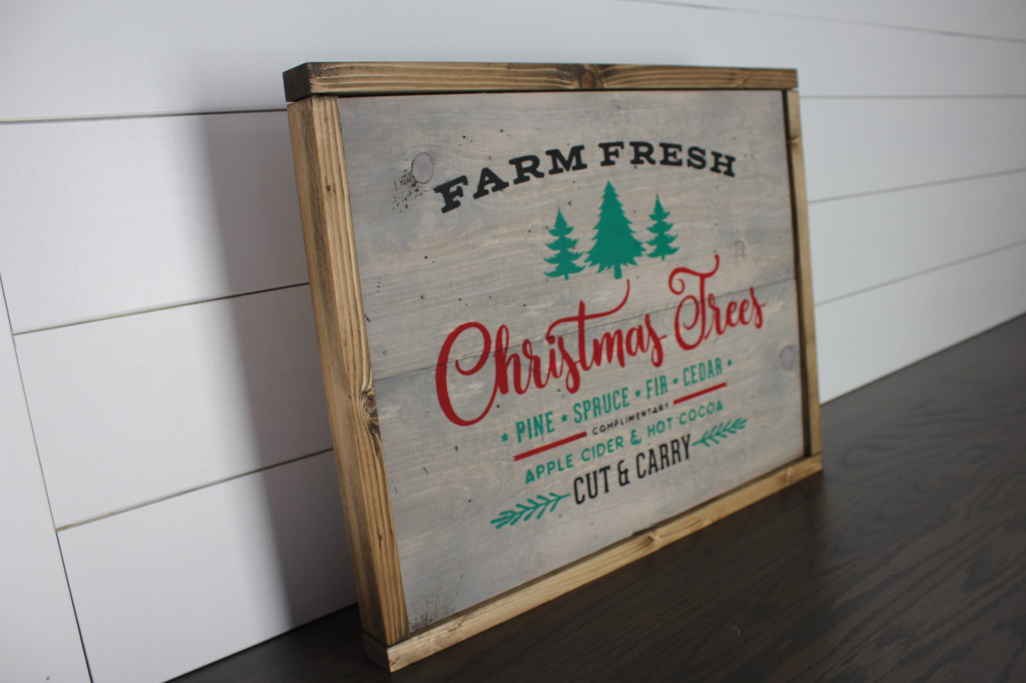 Farm Fresh Christmas Trees Wood Framed Sign