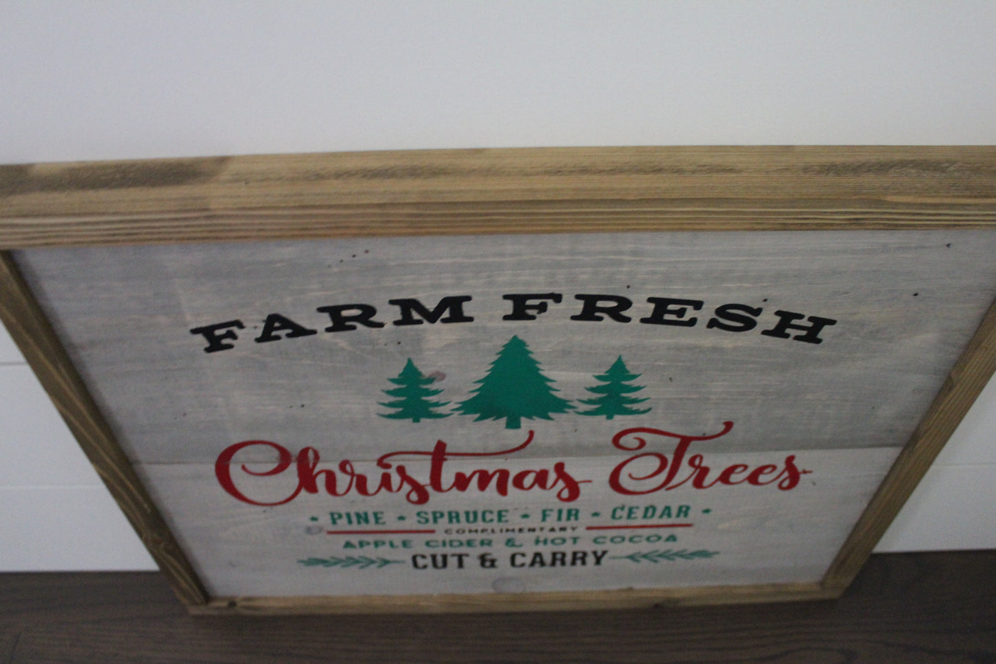 Farm Fresh Christmas Trees Wood Framed Sign