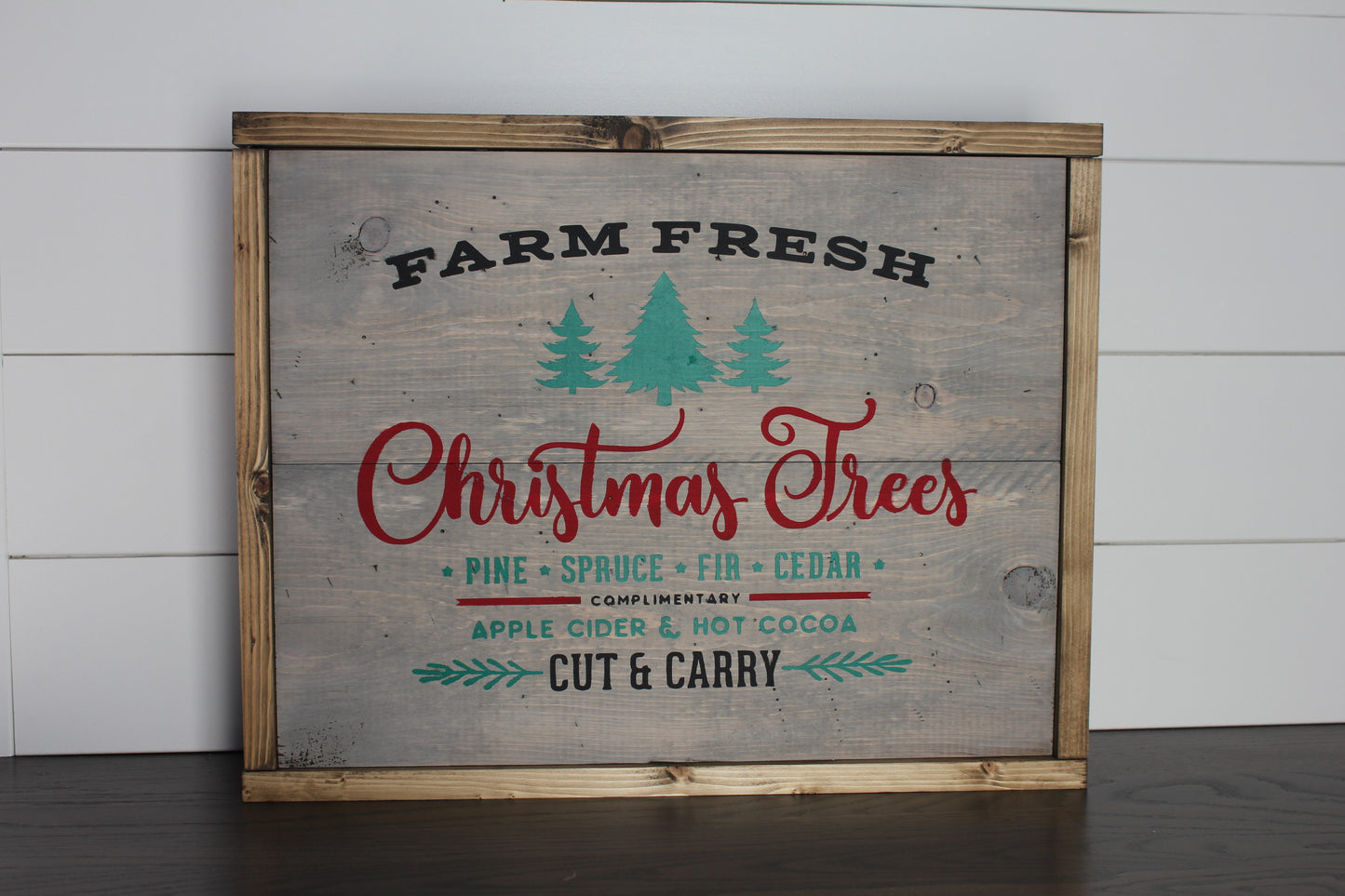 Farm Fresh Christmas Trees Wood Framed Sign