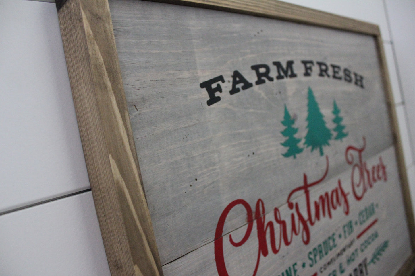 Farm Fresh Christmas Trees Wood Framed Sign